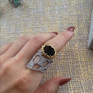Elegant Black and Gold Statement Ring